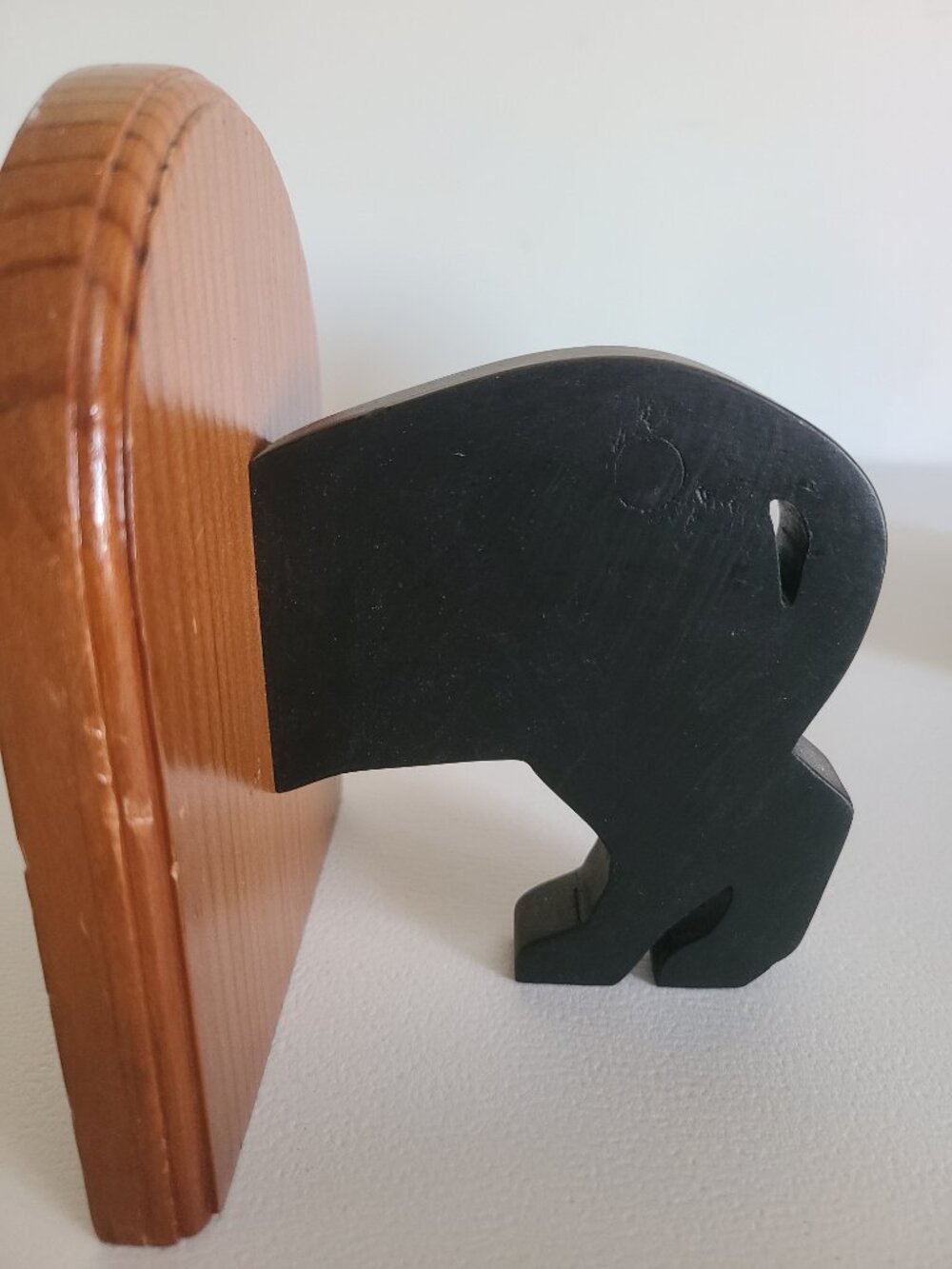 Bookends Wooden Cat Handmade Handpainted Initials WJM Black Cat - Picture 10 of 12